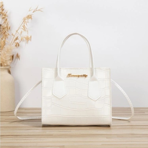 Handbags - ⚠️Clearance White Crocodile Print Mini Square Crossbody Handle Bag